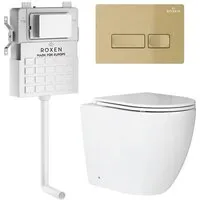 Унитаз приставной Roxen Antares в комплекте с инсталляцией Attach 5 в 1 967102 (кнопка брашированное золото)