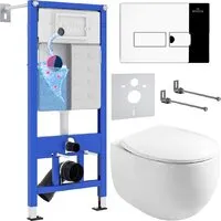 Унитаз подвесной Roxen Egg в комплекте с инсталляцией StounFix Dual Fresh 6 в 1 964205 (кнопка хром глянец)